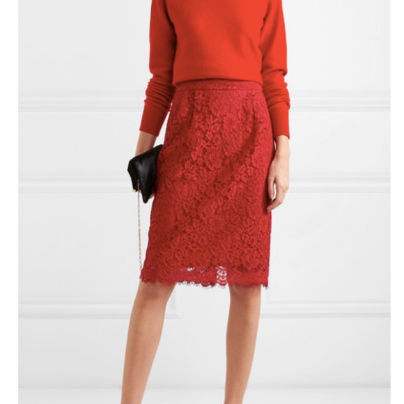 J. Crew Dresses & Skirts - Jcrew New NWT Pintucked Pencil Skirt Lace Red